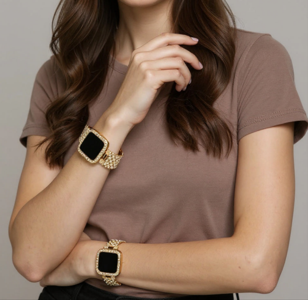 Golden square led watch