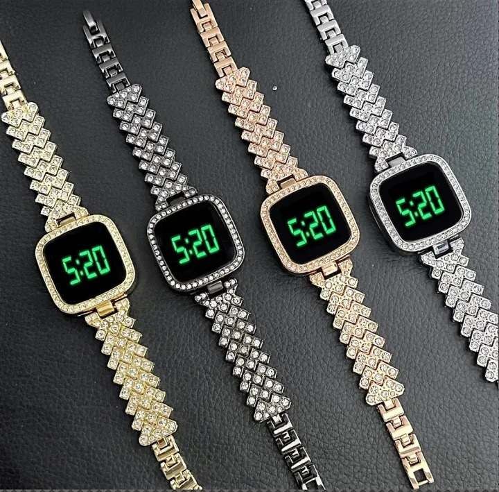 Silver black ladies led watch