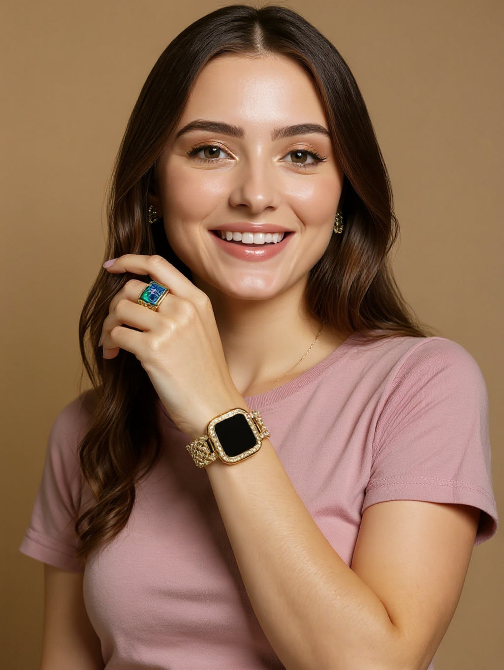 Golden square led watch