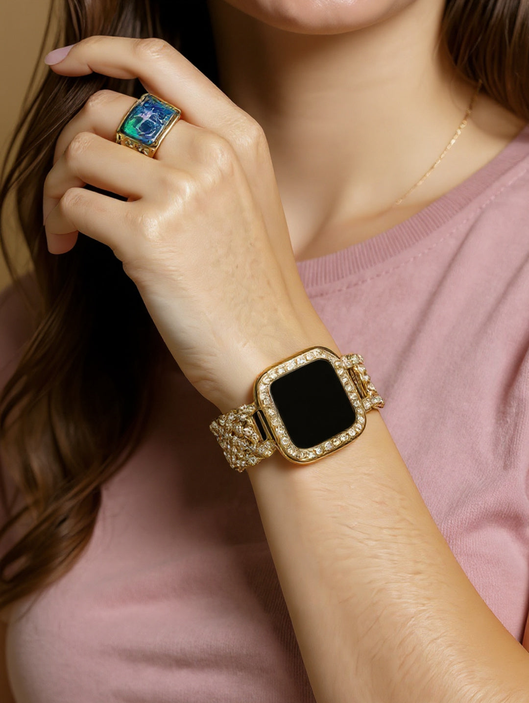 Golden square led watch