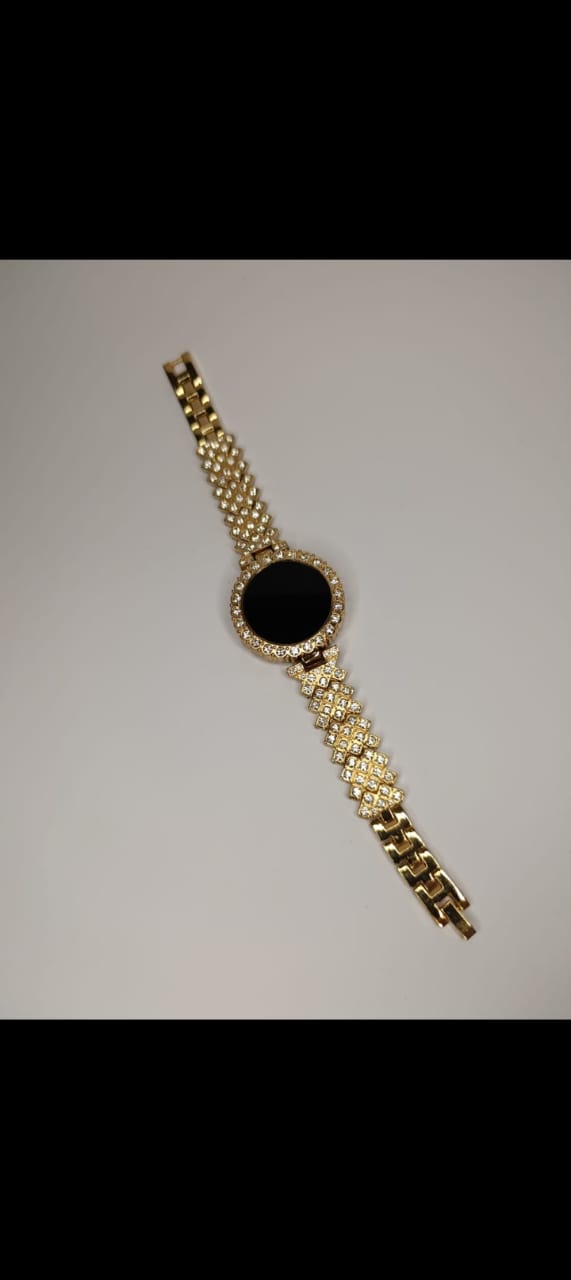 Golden round led watch