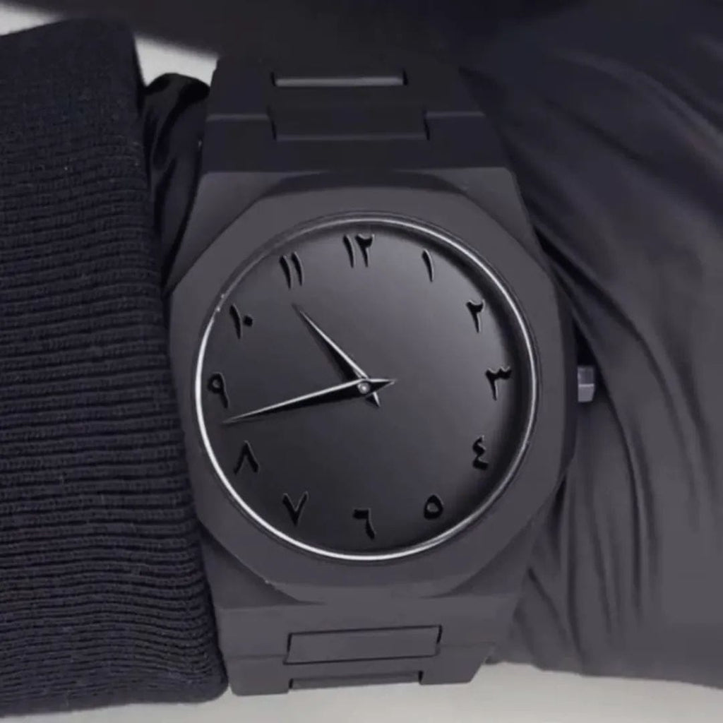 Black Aura watch with Eastern Arabic Numerals
