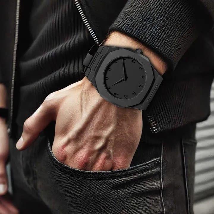 Black Aura watch with Eastern Arabic Numerals