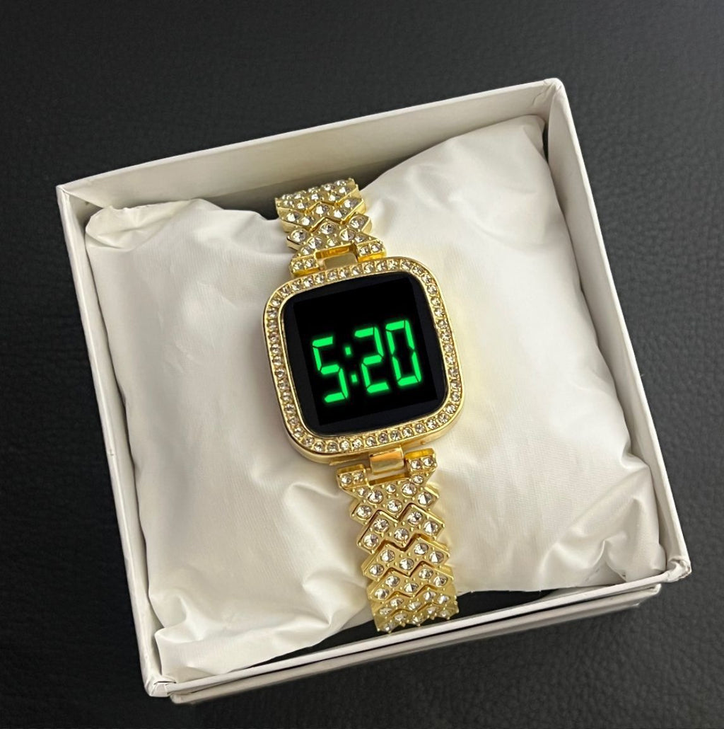 Silver black ladies led watch