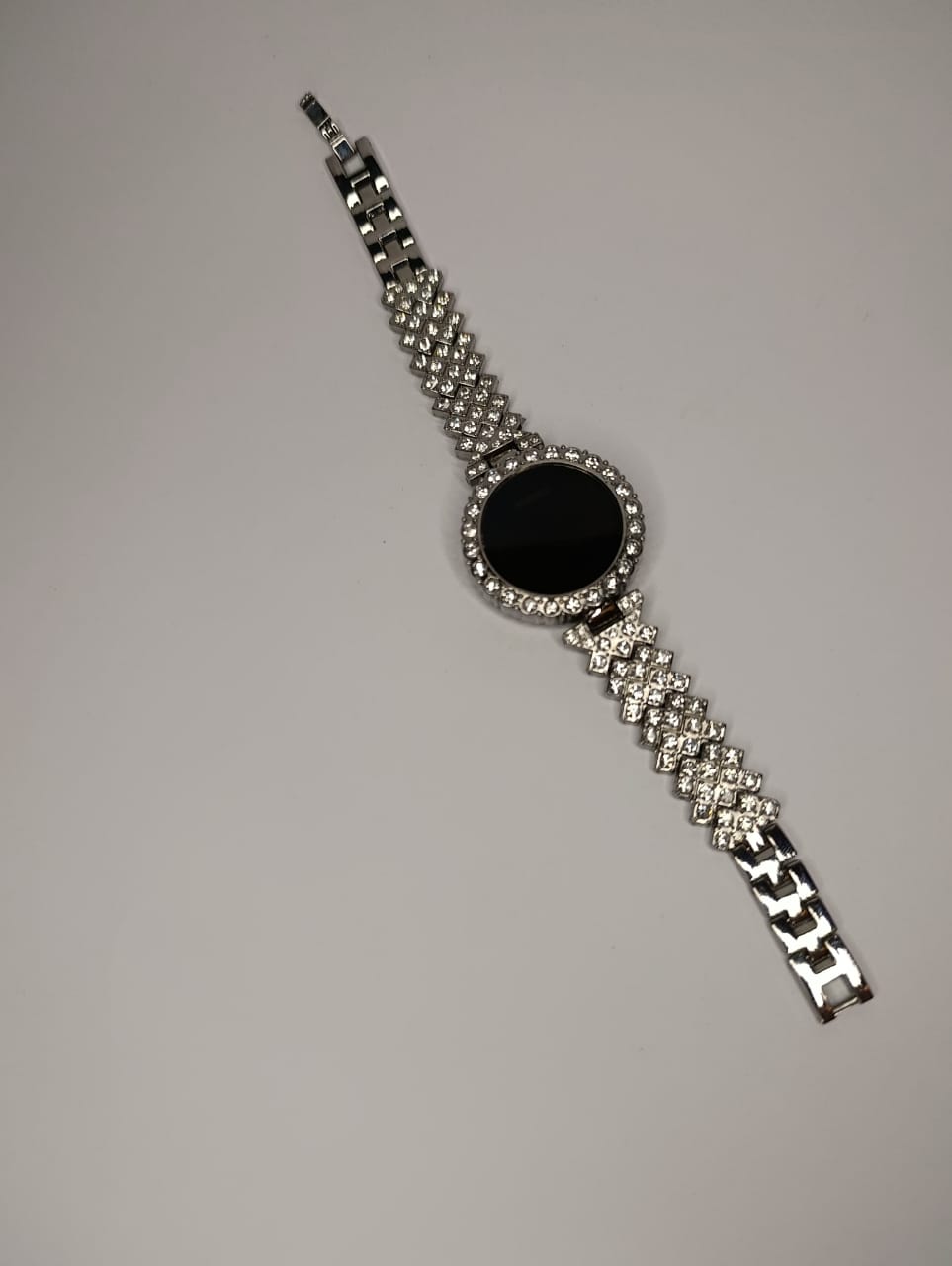 Ladies Silver Round led watch